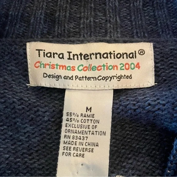 Vintage Christmas Edition Zippered Cardigan Sweater Blue Med - Picture 8 of 10